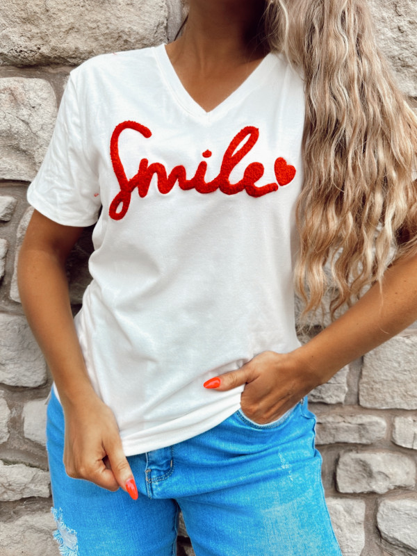 T-shirt SMILE - ROUGE