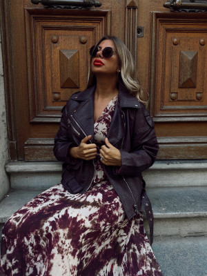Perfecto en simili oversize - CERISE NOIR