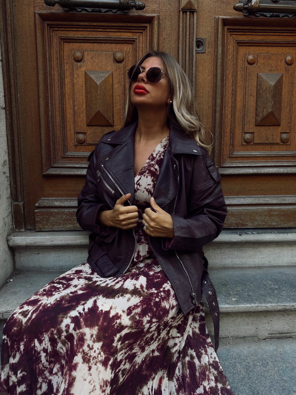 Perfecto en simili oversize - CERISE NOIR