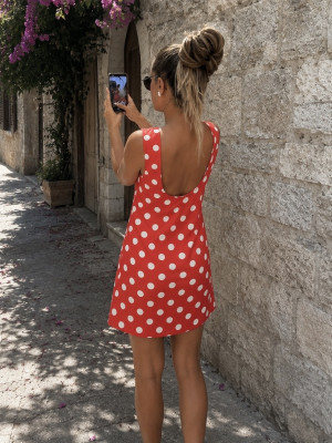 Robe en jeans MYRIAMA - ROUGE